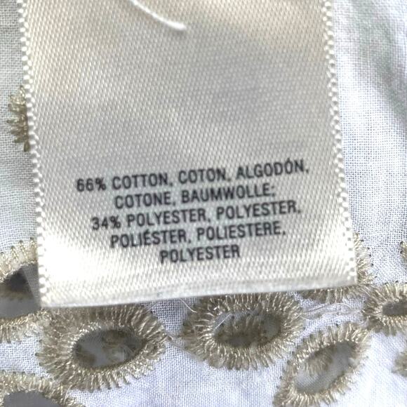 FEATHER BONE Anthropologie Medina White Eyelet Scalloped Blouse Boho Wmns Sz 12 - Picture 10 of 12